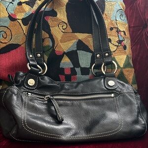 Slouchy Fossil Black Leather Women's Bag